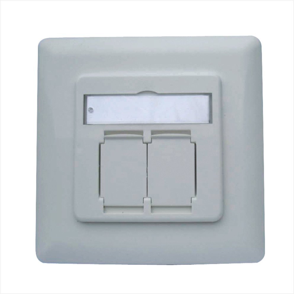 Германия RJ45 CAT.6 FTP настенная розетка (лицевая панель Keystone),80*80 мм, вертикальная кабельная вставка