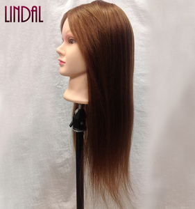 Tête de mannequin d'entraînement LINDAL en cheveux naturels de haute qualité avec support pour coiffure féminine - Product Image 2