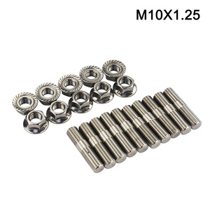 10 pièces de goujons <span class=keywords><strong>d</strong></span>'échappement en acier inoxydable de 10mm et écrous dentelés M10x1.25 Conversion de goujons boulons de cosse hauts kit <span class=keywords><strong>d</strong></span>'adaptateur de vis PQY-DEB02-10 - Product Image 2