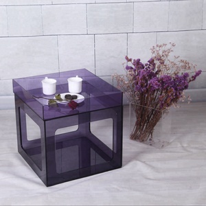Thiết Kế Độc Đáo Cube Shape Màu Tím Khay Cà Phê Acrylic Bảng Với Giỏ Lưu Trữ - Product Image 5