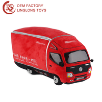 Tuv usine doux camion voiture jouet rouge camion en peluche poupée avec logo OEM peluche logistique véhicule jouet pour enfants PP coton remplissage