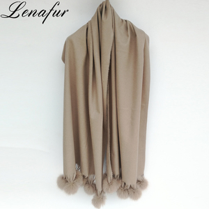 Inverno Lungo Su ordine Reale della Pelliccia di Fox Pompon Palla Pecore <span class=keywords><strong>Cashmere</strong></span> Fur Scialli <span class=keywords><strong>Sciarpa</strong></span> per Le Donne - Product Image 2