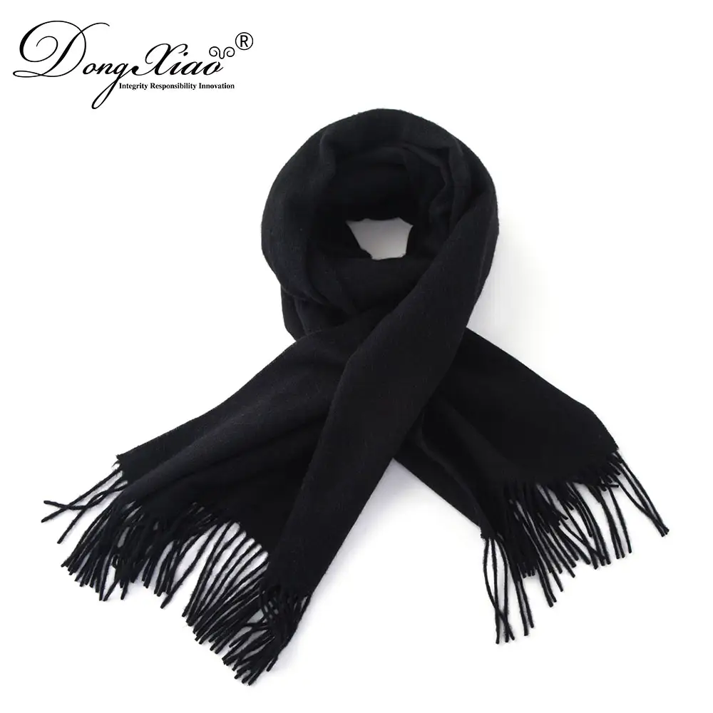 Adult New Arrival Long Plain Black Scarf Mens Custom Made Cashmere Scarf