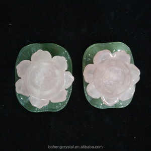 Talladas a mano natural Rose cuarzo cristal flor de loto adornos para la venta - Product Image 2