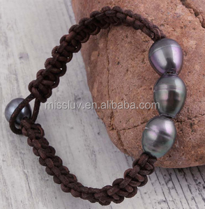 Perla d'acqua dolce cordoncino di cuoio braccialetti dell'involucro lungo in pelle scamosciata in pelle corda braccialetto di perle d'acqua dolce della collana reale dei monili della perla - Product Image 6