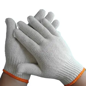 Elastic Washable Natural White Recycled Cotton Knitted Gloves 450g