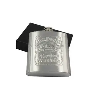 Liquor Bottle 7oz Stainless Steel Hip Flask Embossed Flagon