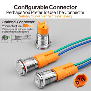 LANBOO 16B Series IP65 Nút Ấn Kim Loại Tạm Thời Với Đầu Cao Với Đèn <span class=keywords><strong>LED</strong></span> Vòng - Product Image 3