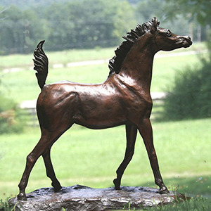 Commercio all'ingrosso classica in legno scultura verde bronzo del cavallo in piedi per la decorazione del giardino - Product Image 2