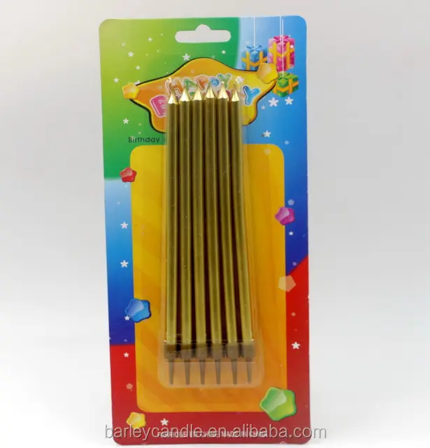 Dia 5,5mm 6 piezas por paquete al por mayor Color metálico de oro en espiral de cumpleaños velas de cumpleaños