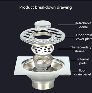 Desagüe de Piso Moderno para Cocina, <span class=keywords><strong>Baño</strong></span> y Aseo con Fácil Instalación, Diseño Cuadrado, 90 mm de Diámetro Exterior - Product Image 4