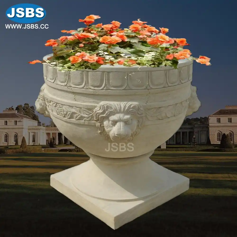 Cemetery Stone Flower Vases With Lion Head