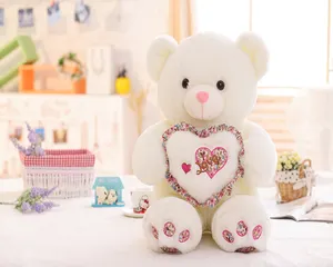 Love heart teddy bear wedding gift plush toys huge stuffed teddy bear with heart shape pillow(BSCI certificated)