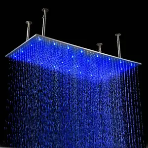 Top quality Bathroom Large LED Shower Faucets Rainfall Shower Head 304 Stainless Steel Brushed 500*1000mm ShowerHM-BD011-1