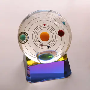 Système solaire OEM/ODM, boule de cristal avec base pour la décoration de la maison