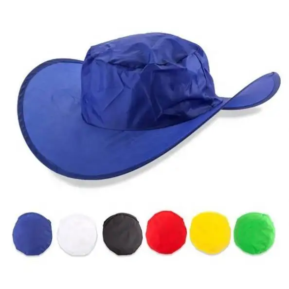 Customized foldable go out polyester hat/ Nylon Folding Factory Directly Supply Cowboy Hat Cap With Pouch