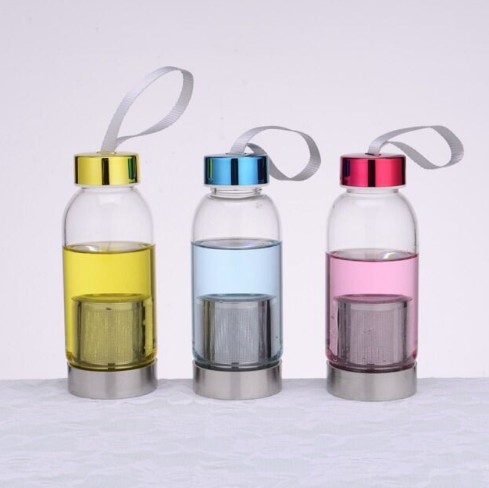 New custom lid borosilicate glass water bottle with heat-resistant cover