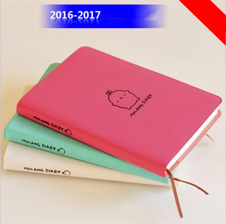 "Molang rabbit" diário bonito, qualquer ano, planejador, bolso, diário kawaii, notebook, programador, memo, presente de estudo coreano