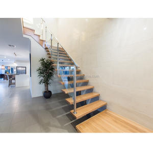 הרכבה עם זכוכית מעקה & מעקה מדרגות ברזל פלדה/עץ עץ לדרוך & מעקה/אלקטרוליטי/גלוון טק - Product Image 2