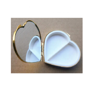 Scatola di pillole a forma di cuore dorato lucido con specchio porta oggetti da viaggio - Product Image 2