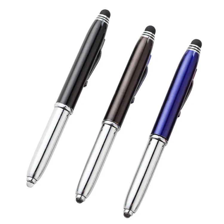 Custom Logo Quality Batteries 3 In 1 Stylus Pen Promotional Led Light Up Pen