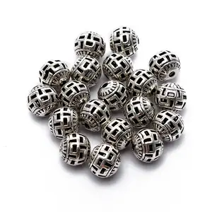 De calidad superior 8mm ronda hueco Estilo #1 de plata tibetana separador de Metal cuentas 20pcs por bolso para hacer joyería