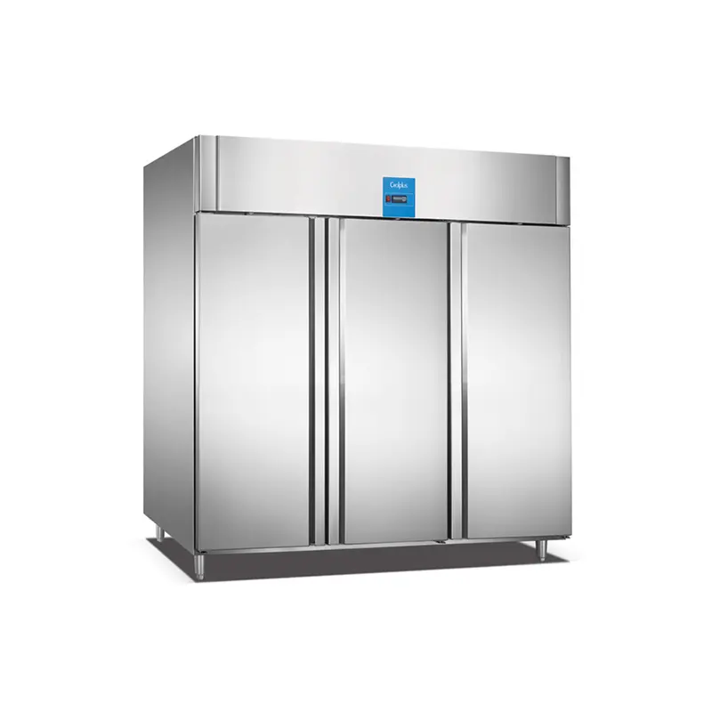 Refrigerador comercial de aço inoxidável com 3 portas, certificação ce