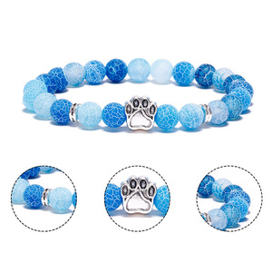 <span class=keywords><strong>Bracelet</strong></span> en pierre naturelle coloré à motif de patte de chien et de fossiles de vent, style mode - Product Image 3