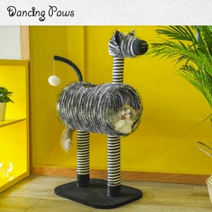 Rumah Kucing Zebra Gaya Kebun Binatang, Pohon Kucing, Tiang Garukan <span class=keywords><strong>Sisal</strong></span> untuk Kucing, Mainan - Product Image 2