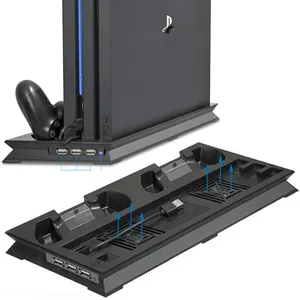 Đa Chức Năng Dọc Đứng Với Dual <span class=keywords><strong>USB</strong></span> Dock Sạc Điện 3 Thêm <span class=keywords><strong>Hub</strong></span> Làm Mát Cooler Fan Cho Playstation4 <span class=keywords><strong>PS4</strong></span> Pro - Product Image 1