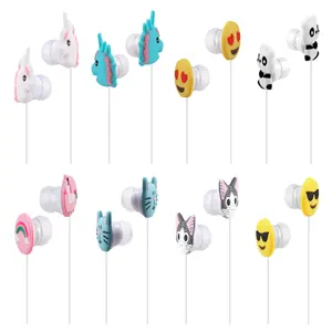 Baru Lucu Kartun Earphone, Kualitas terbaik Kartun In-Ear Earbuds Headphone Hewan Dengan Handsfree Mic Untuk Anak-anak