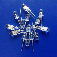 Diode LED à trou traversant haute puissance 0,5W, DIP 5mm, blanc 7000-9000K, 50-56lm, 35°, ronde, transparente, avec dissipateur thermique, 3,0-3,6V