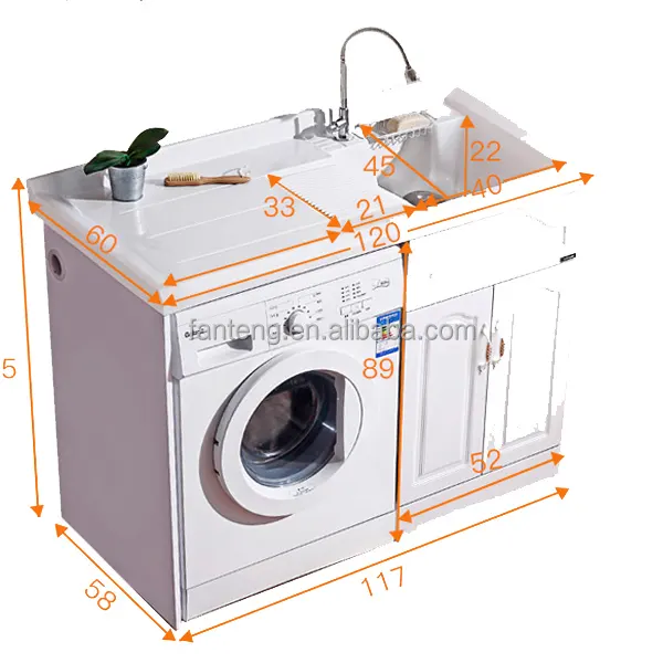 Tutto il prezzo di vendita bianco ad alta lucida lavanderia lavanderia vasca di lavaggio armadio set