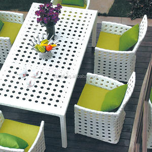 Juego de <span class=keywords><strong>comedor</strong></span> de ratán blanco <span class=keywords><strong>para</strong></span> <span class=keywords><strong>exteriores</strong></span>, mesa de <span class=keywords><strong>comedor</strong></span> <span class=keywords><strong>para</strong></span> 6 <span class=keywords><strong>personas</strong></span>, venta al por mayor - Product Image 3