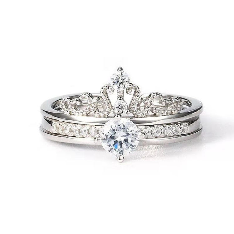 Adjustable Alloy Crown Ring Sets for Women Fashionable King Queen Design  for Anniversary Engagement or Valentine's Day Gifts