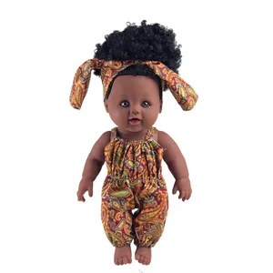 中国批发塑料迷你黑色洋娃娃出售，12英寸黑脸娃娃，非洲美国黑脸娃娃
