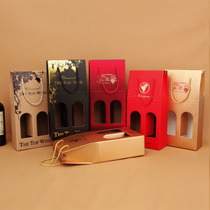 Hai Chai Các Tông <span class=keywords><strong>Wine</strong></span> Carrier Giấy Gợn Sóng Bao Bì Hộp Quà Tặng Rượu Vang - Product Image 3