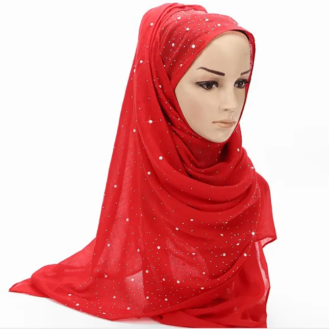 Syal Muslim Porselen Bor Panas Warna Permen Cantik dan Modis Syal Wanita Bintang Langit Warna Polos Katun