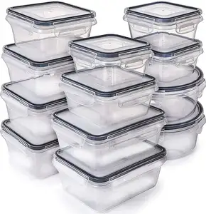 12 Packs Set Leakproof Vacuum Saver Microwave Plastic BPA free Box Dry and Fridge Food Storage Container with Easy Snap Lids