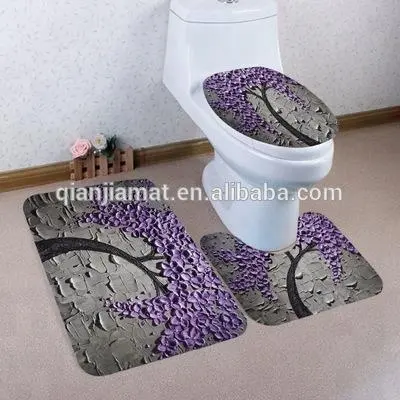 Purple tree 3piece carpet bathroom toilet seat anti-slip bathroom mat 3d carpet