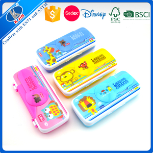 Hộp Bút Chì Hai Lớp Bằng Nhựa Cho Bé Trai Và Bé Gái Hoạt Hình Thiết Kế Mới Với Kéo Và Bút Chì Cho Trẻ Em - Product Image 2