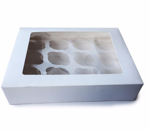 Wholesale Paper Bakery Cup Cake Box Cake Packaging mini cupcake boxes 12 clear lid boxes