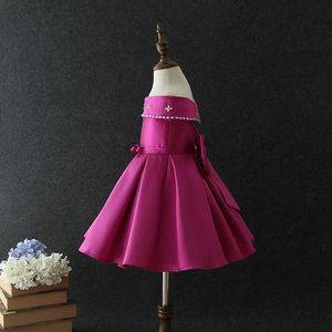 Vestidos de festa de aniversário para meninas, venda quente de vestidos indiano e paquistão, roxo, de cetim para crianças, 3 anos de idade - Product Image 3