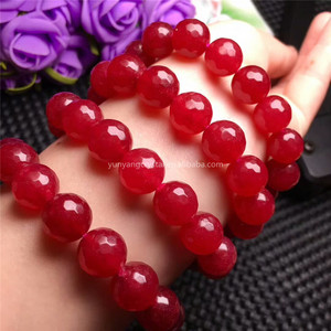 Bracciale con Perle di Corindone <span class=keywords><strong>Rosso</strong></span> Naturale Lucidato 12mm Gioiello in <span class=keywords><strong>Cristallo</strong></span> per Donna Disponibile - Product Image 3