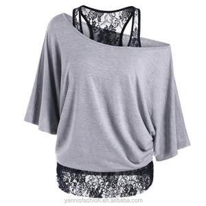 Camicie da donna Sexy taglie forti con scollo a squarciagola a maniche lunghe camicie Casual blu bianco solido per feste E9948 - Product Image 5
