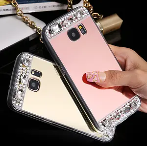 Bling Diamant Spiegel Tpu Phone Case Voor Samsung S7/S8/S9/S10/J7/J5/J3/S5/A7/A5/A3 Case