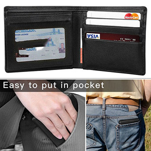 Mens Wallet Leather Ztotop Slim Bifold RFID Blocking Slim Real Leather Wallet With 2 ID Window - Product Image 5