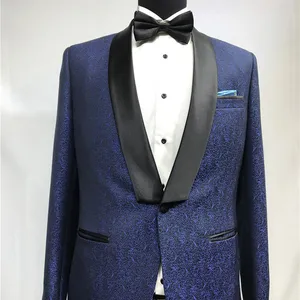 Set da sposa stampato personalizzato SEDBOJ per uomo giacca blu e pantaloni neri abiti da festa lunghi per sartoria e occasioni - Product Image 1