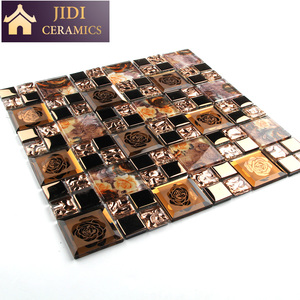 Hoa Văn Kim Loại Hỗn Hợp Kính Phòng Tắm Gạch Khảm 3D Gạch Ốp Tường Gương - Product Image 6