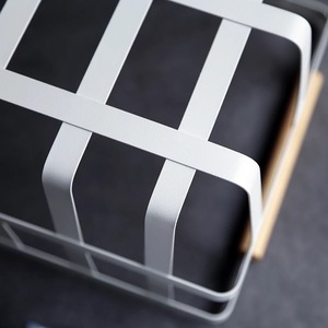 New <strong>Rectangular</strong> Silver White Eco-Friendly Metal Iron Storage <strong>Basket</strong> with Wooden Handle for Home Use Drink/Food Storage - Product Image 3